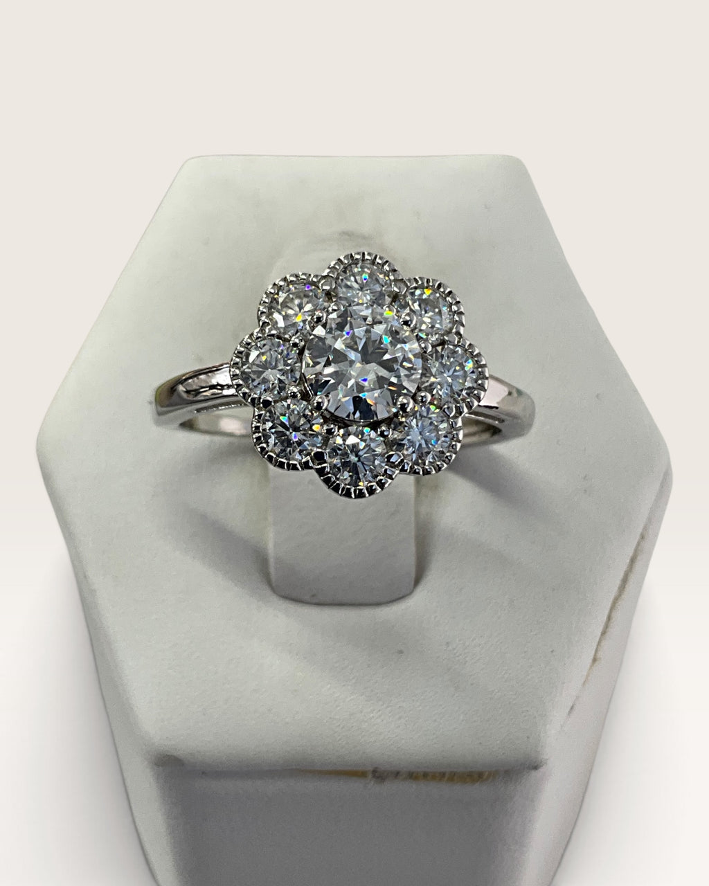 Sterling Silver Moissanite Cluster Ring