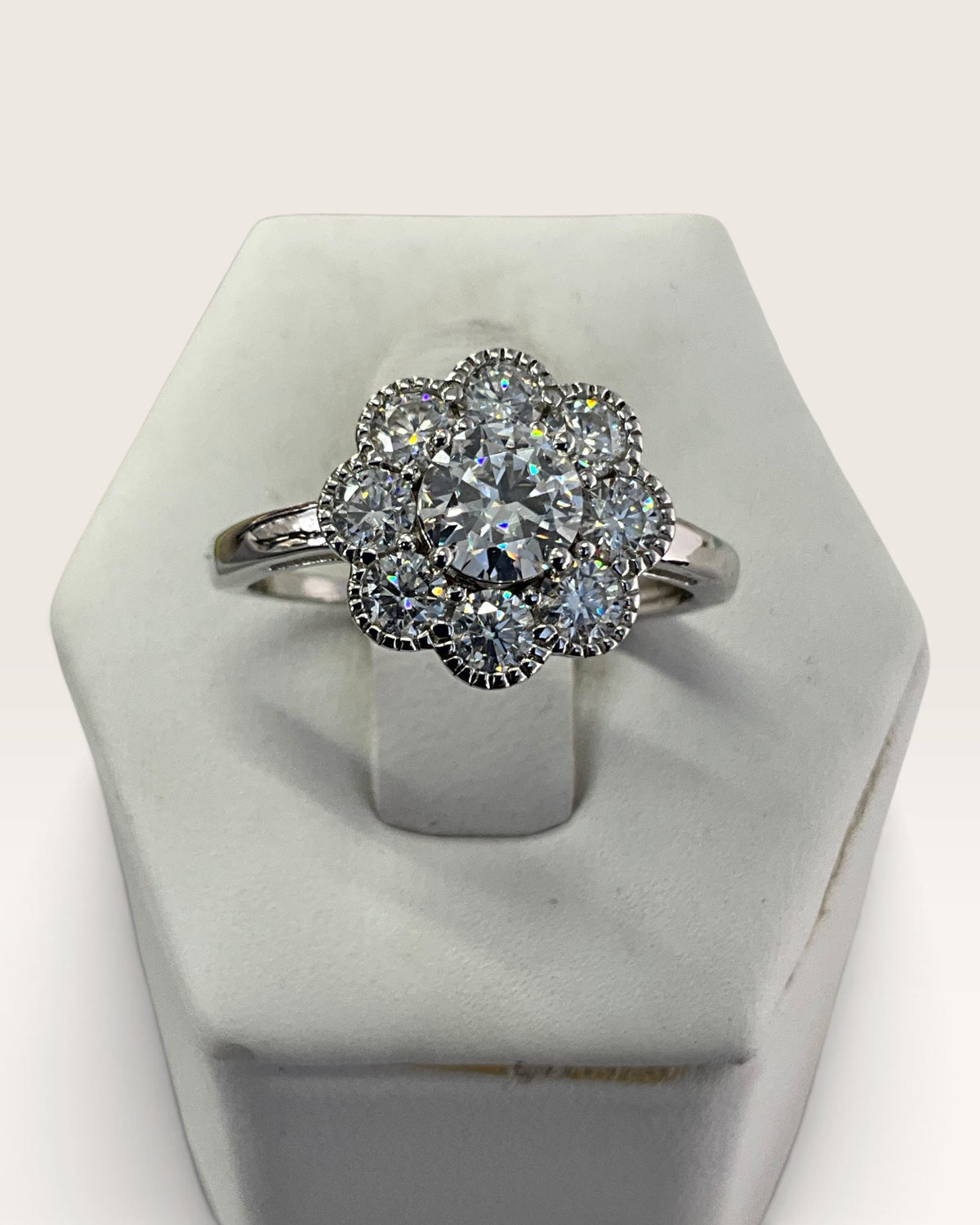Sterling Silver Moissanite Cluster Ring