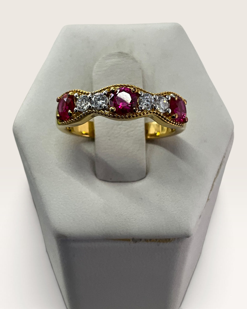 Gold Vermeil over Sterling 925 Lab Diamonds & Rubies