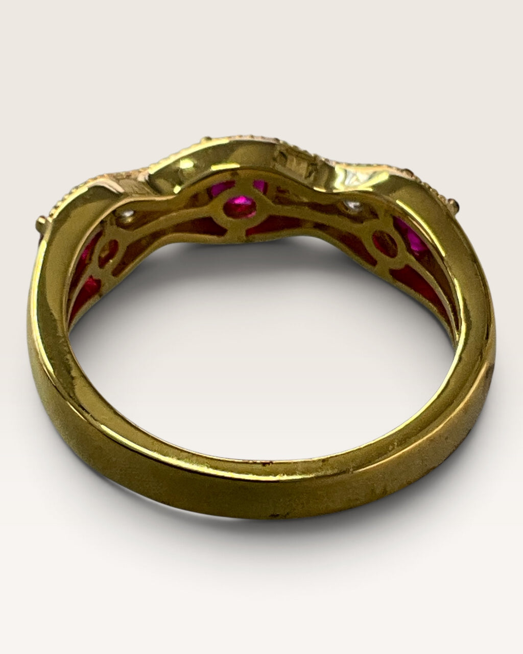 Gold Vermeil over Sterling 925 Lab Diamonds & Rubies