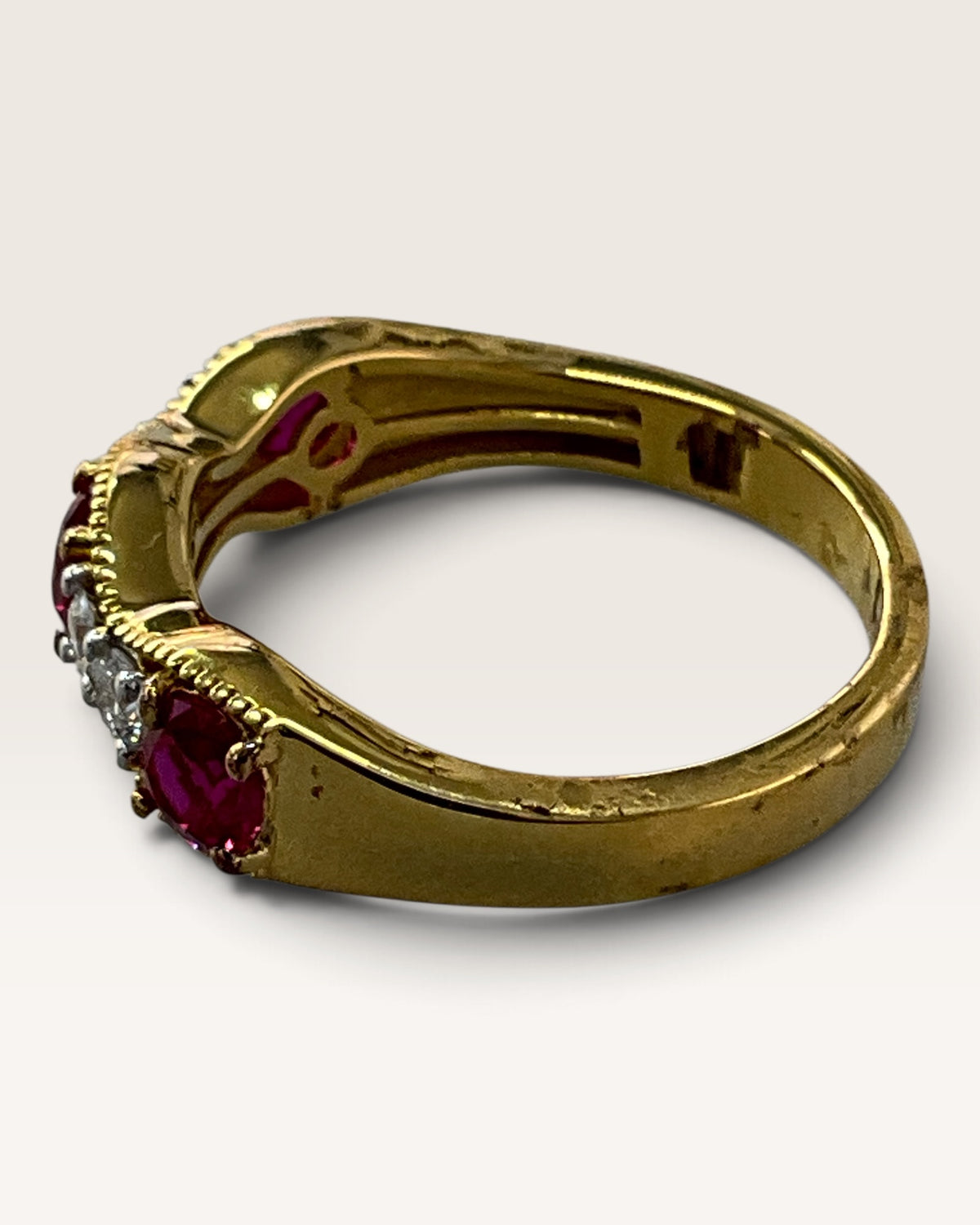Gold Vermeil over Sterling 925 Lab Diamonds & Rubies