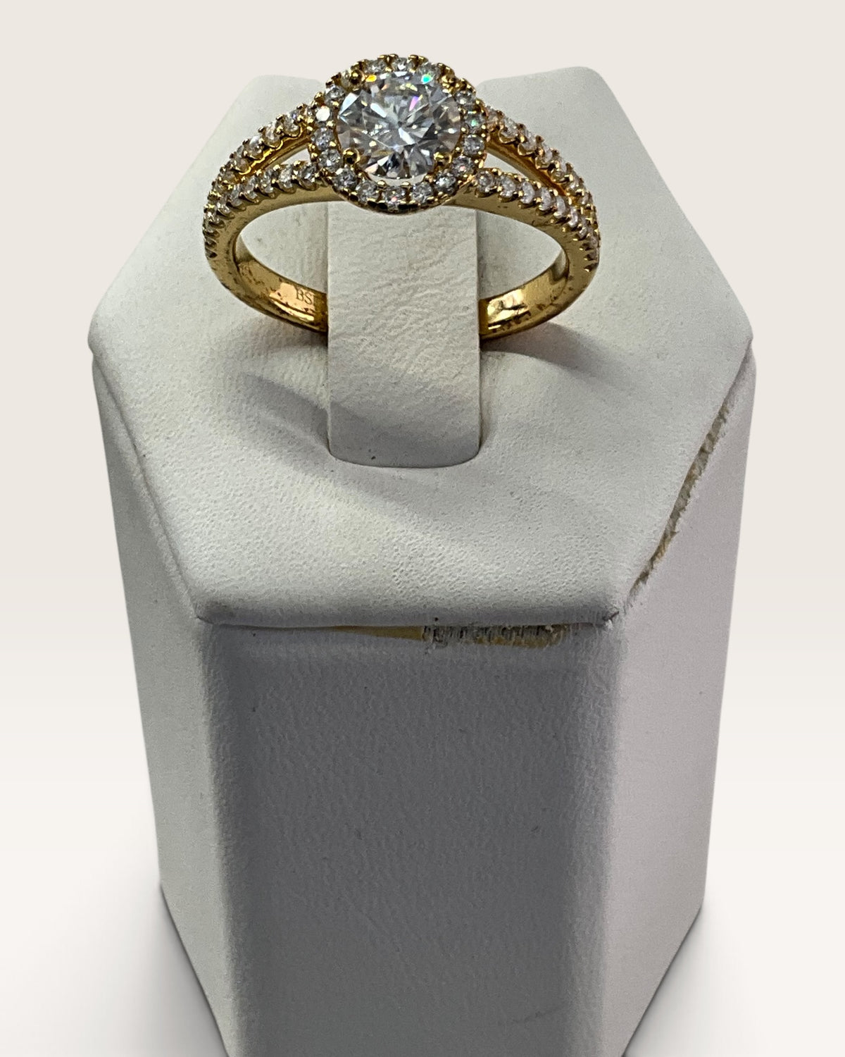 Gold Vermeil Over Sterling 925 Moissanite Split Band Ring