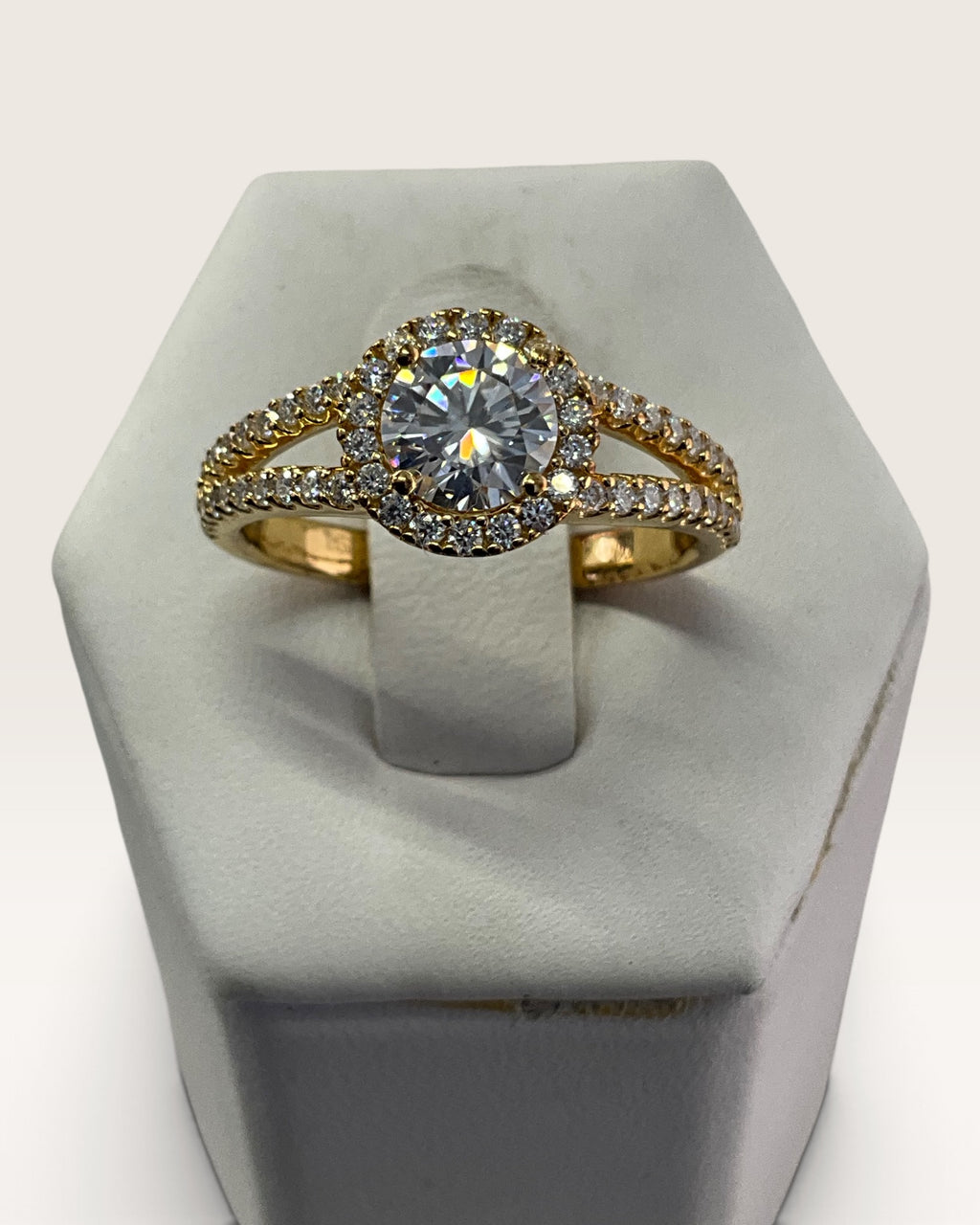 Gold Vermeil Over Sterling 925 Moissanite Split Band Ring