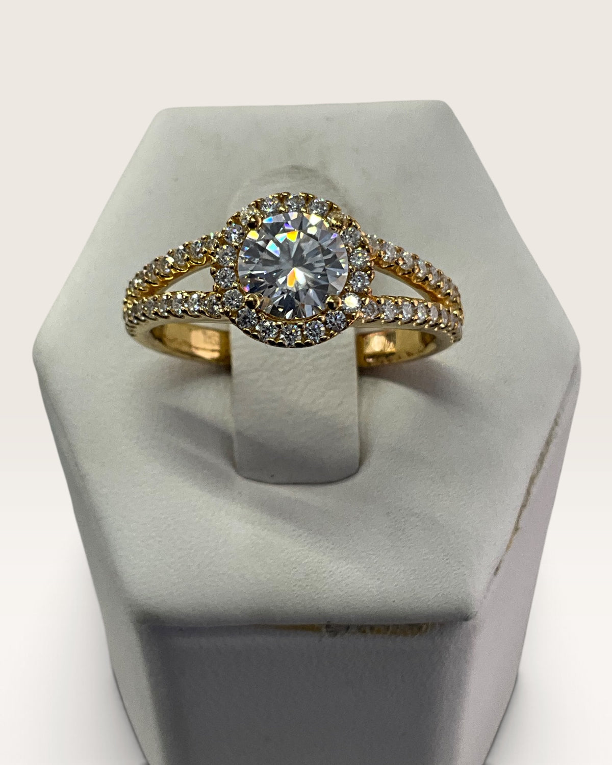 Gold Vermeil Over Sterling 925 Moissanite Split Band Ring