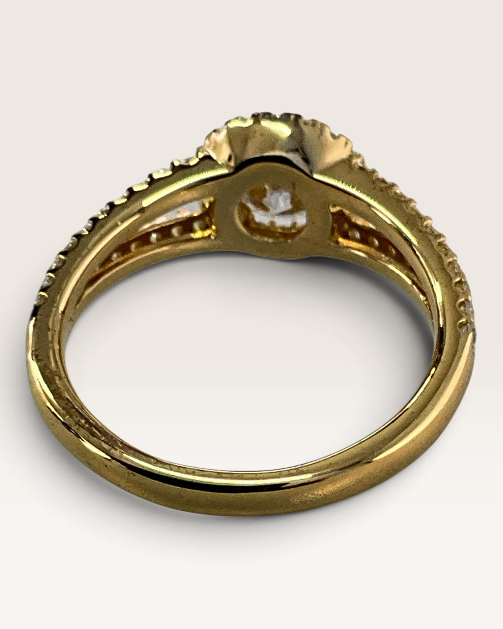 Gold Vermeil Over Sterling 925 Moissanite Split Band Ring