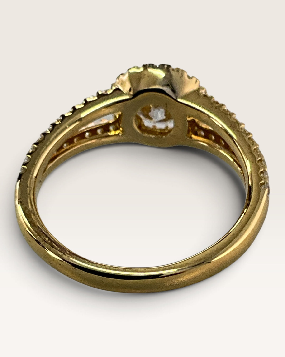 Gold Vermeil Over Sterling 925 Moissanite Split Band Ring