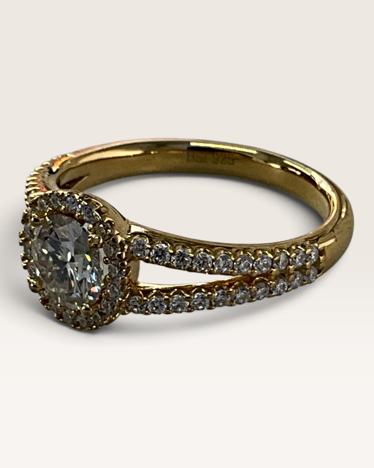 Gold Vermeil Over Sterling 925 Moissanite Split Band Ring