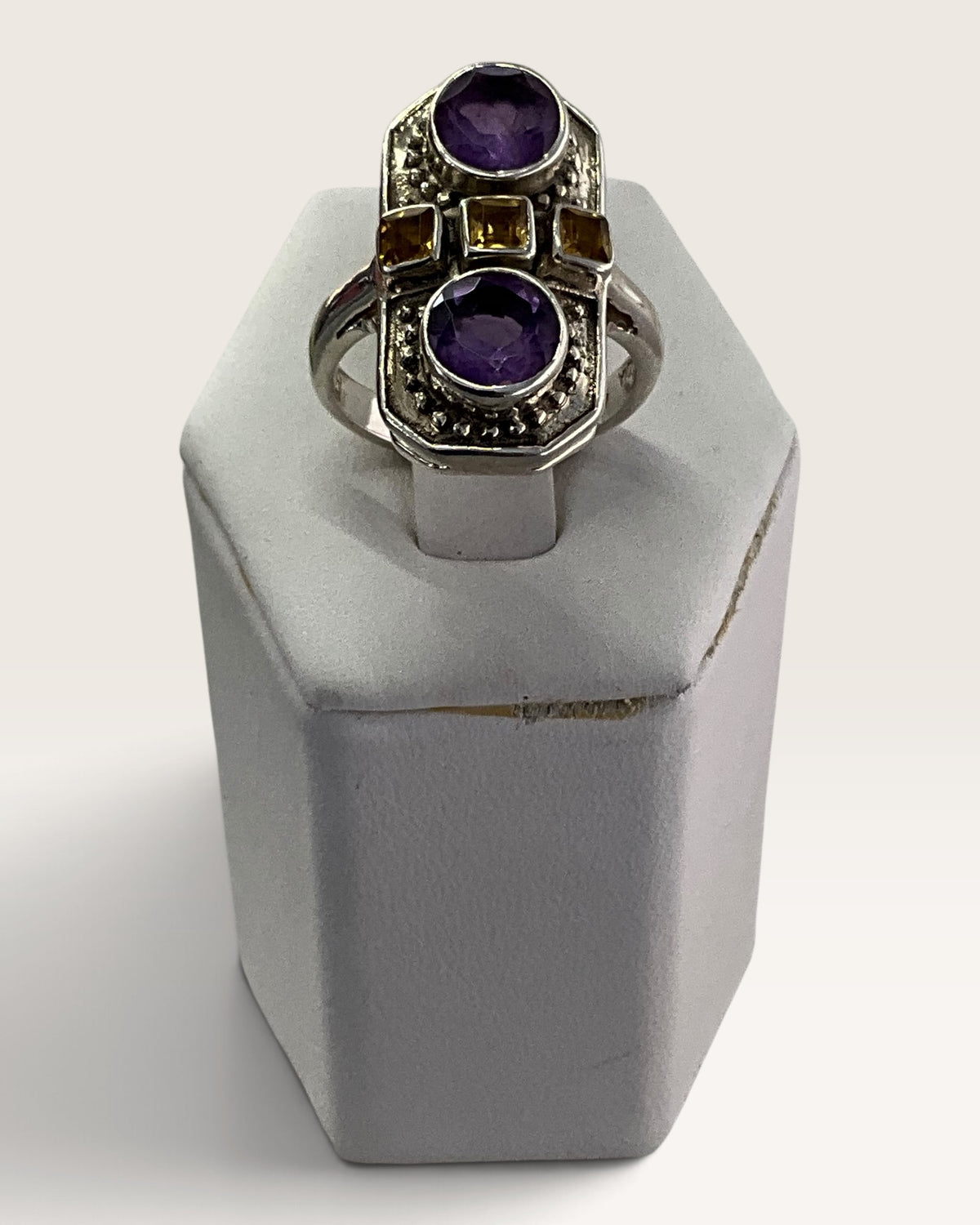 Nicky Butler Sterling Silver Amethyst & Citrine Gemstone Ring - Pre-Loved
