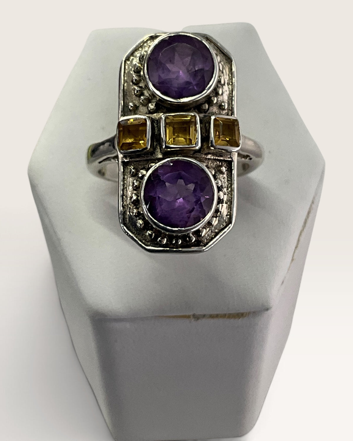 Nicky Butler Sterling Silver Amethyst & Citrine Gemstone Ring - Pre-Loved