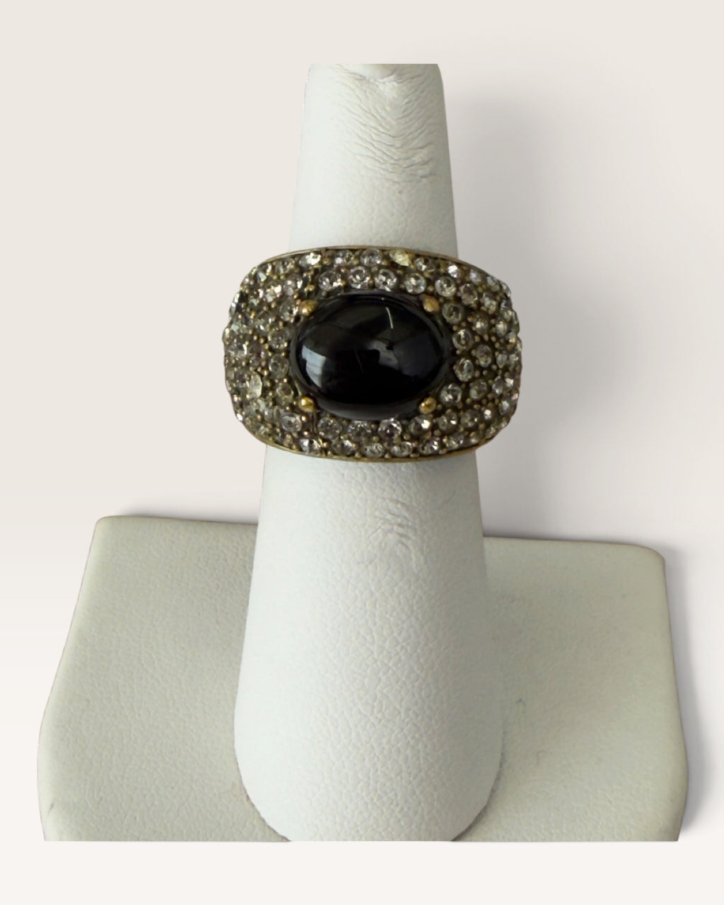 Signed Heidi Daus Brass with Faux Onyx & Turquoise & Swarovski Crystals - Pre-Loved