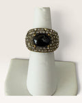 Signed Heidi Daus Brass with Faux Onyx & Turquoise & Swarovski Crystals - Pre-Loved