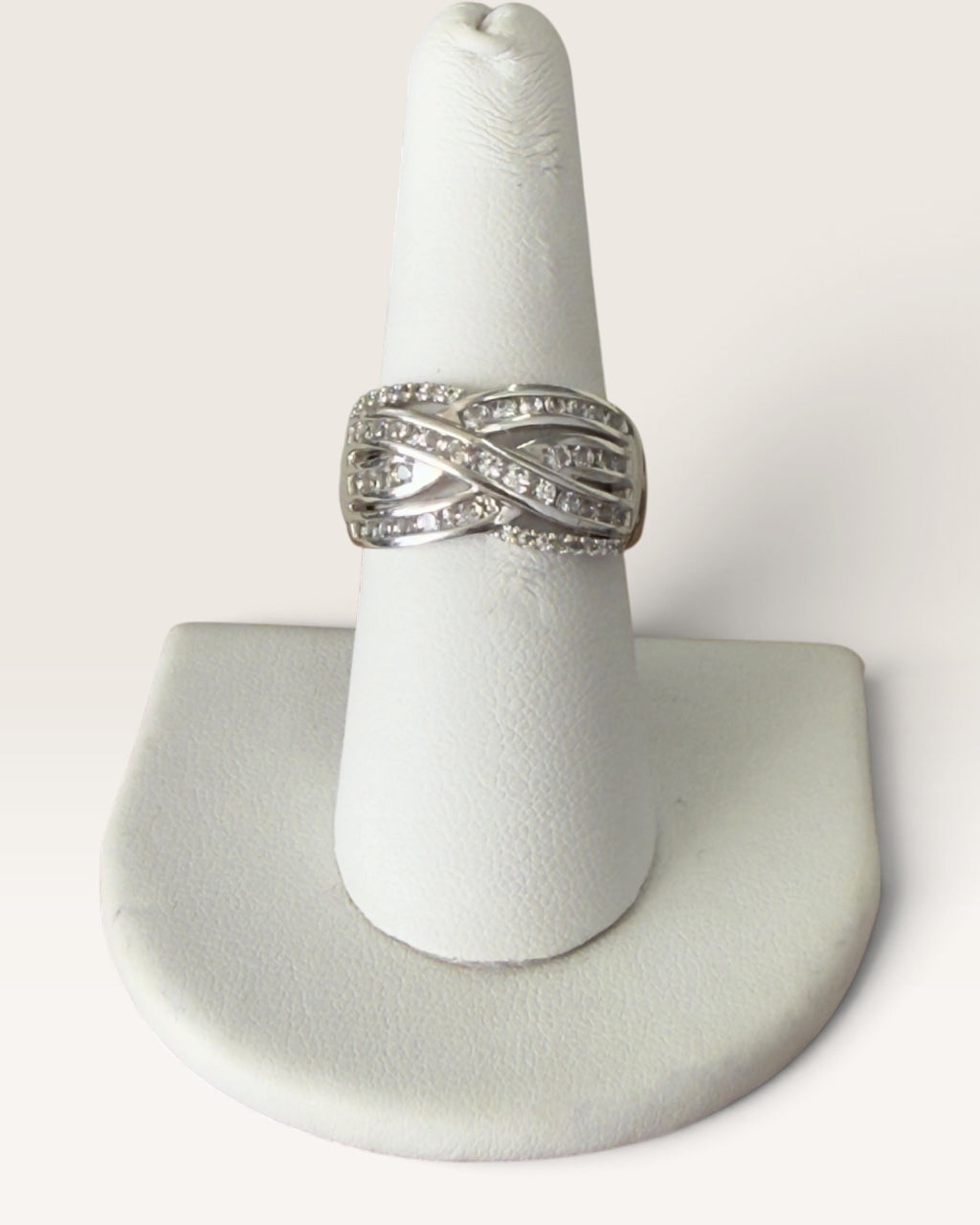 Sterling Silver White Topaz Cage Style Gemstone Ring - Pre-Loved