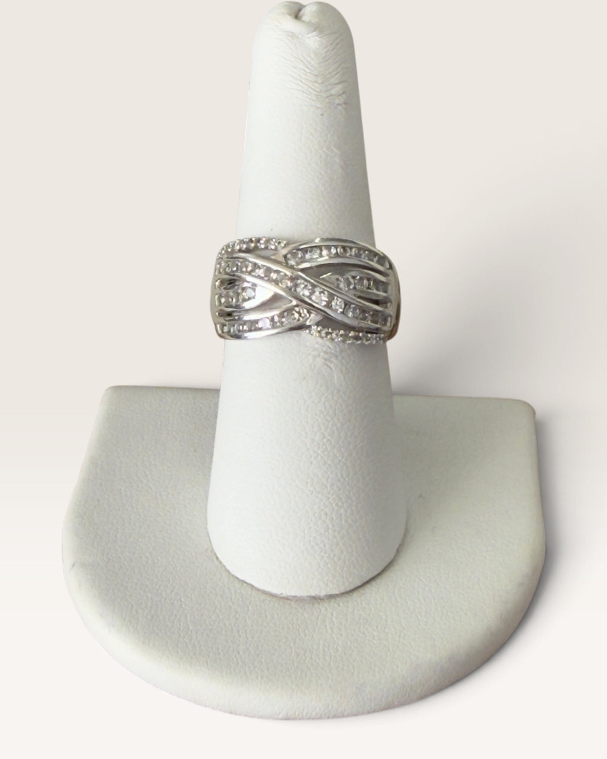 Sterling Silver White Topaz Cage Style Gemstone Ring - Pre-Loved