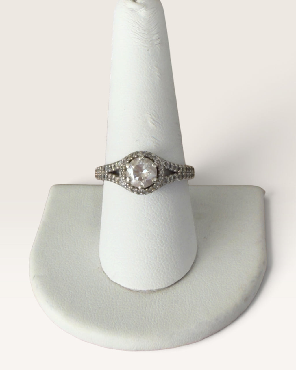Sterling Silver Round Cubic Zirconia with Halo - Pre-Loved
