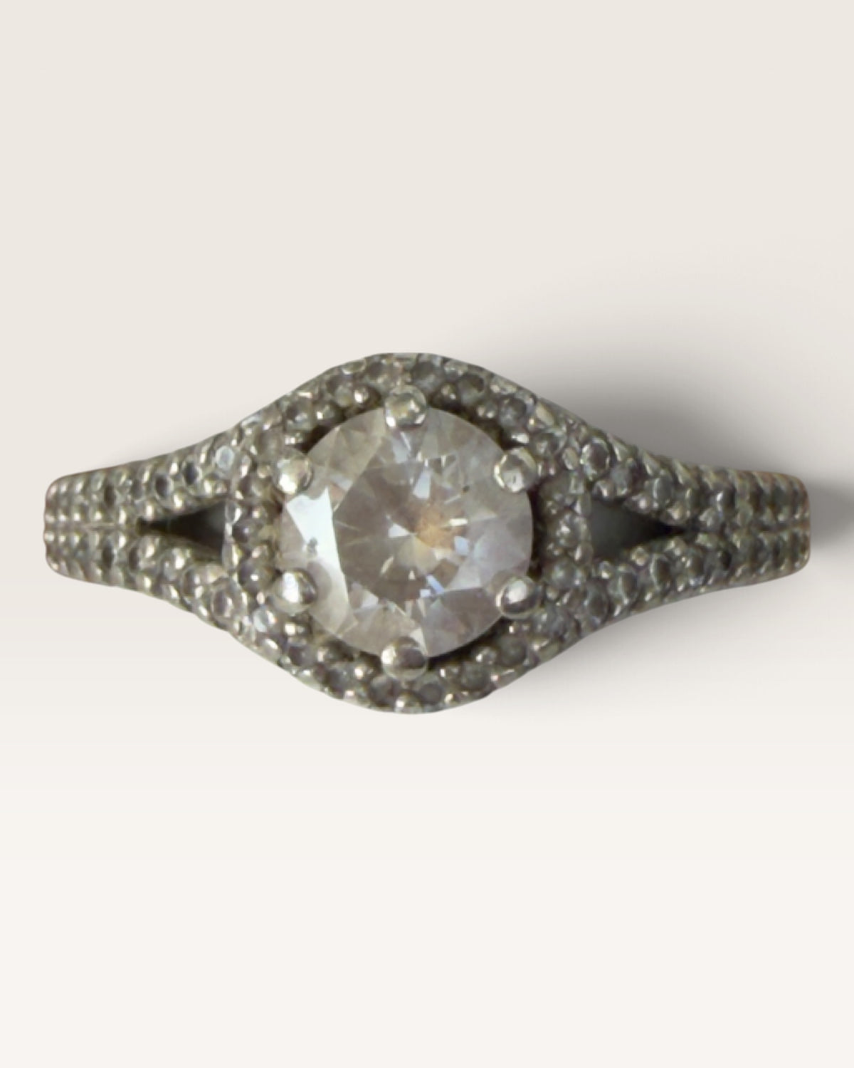 Sterling Silver Round Cubic Zirconia with Halo - Pre-Loved