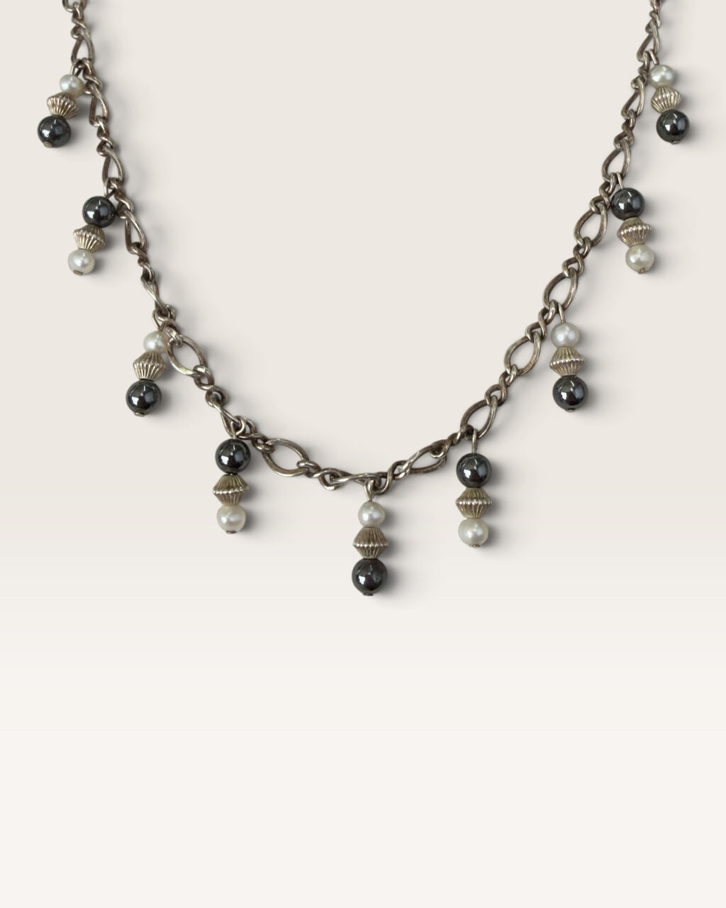 Vintage Sterling Silver 16” Pearl Dangle Necklace - Pre-Loved