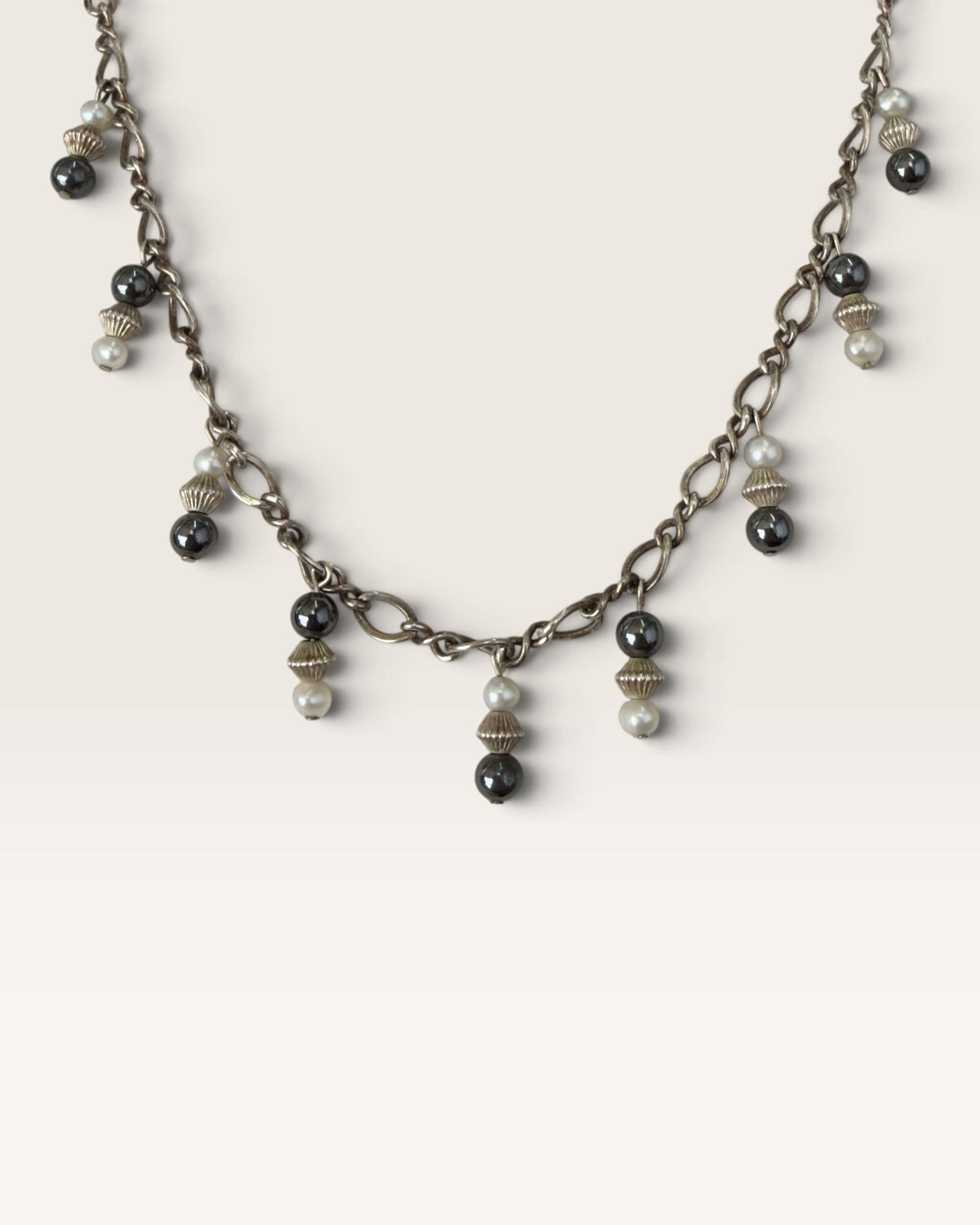 Vintage Sterling Silver 16” Pearl Dangle Necklace - Pre-Loved