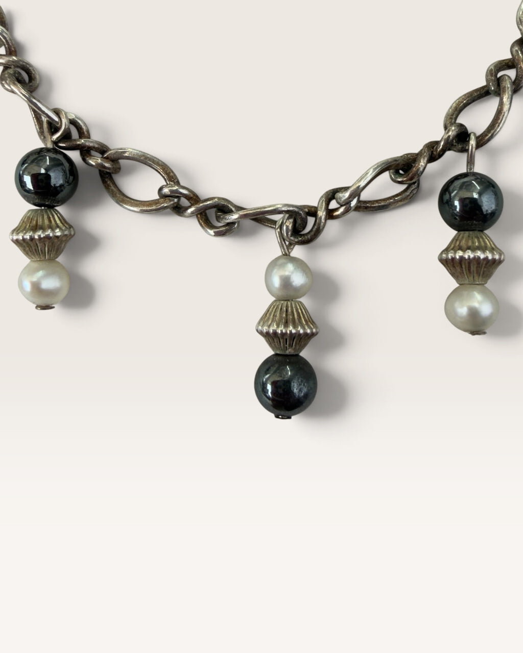 Vintage Sterling Silver 16” Pearl Dangle Necklace - Pre-Loved