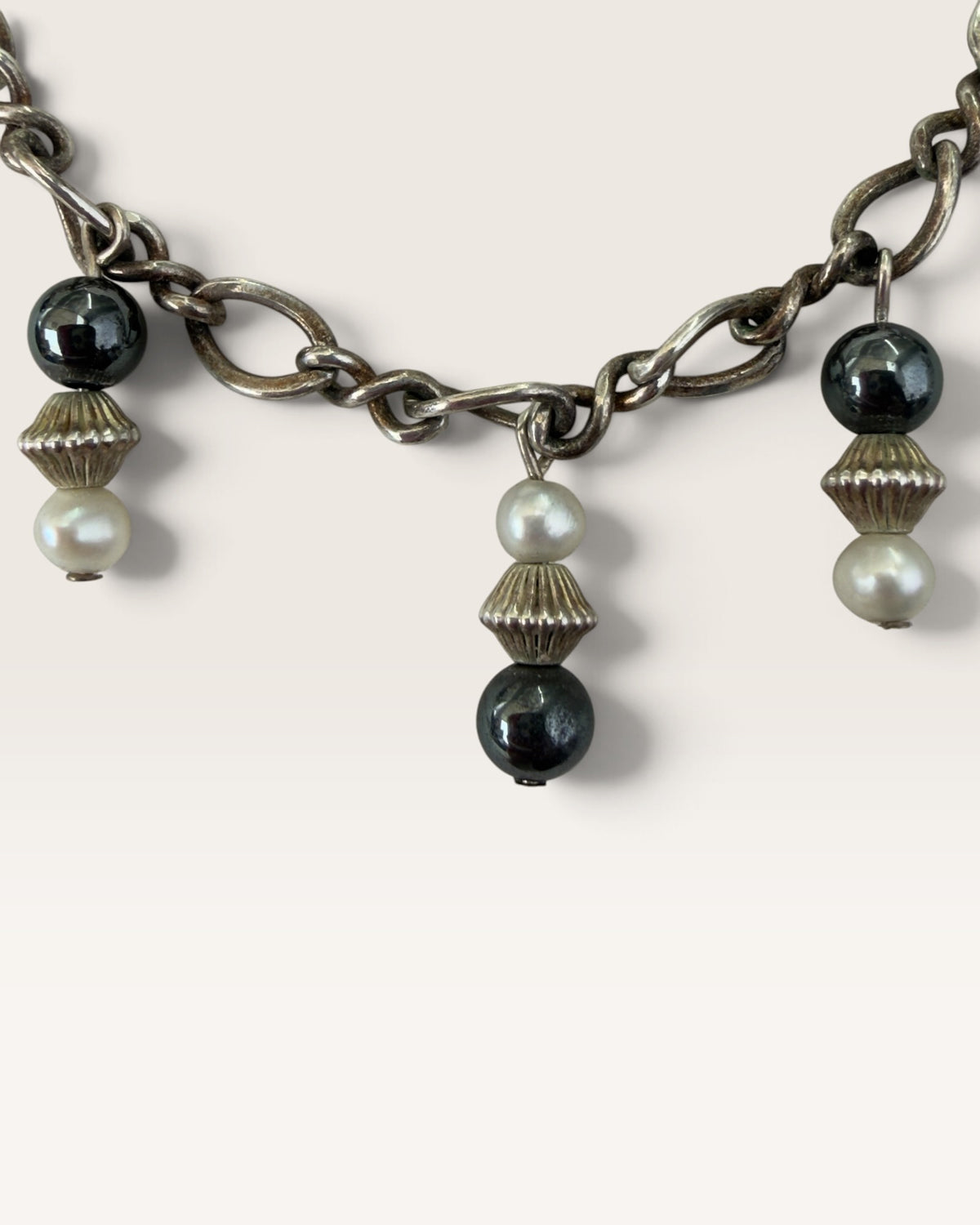 Vintage Sterling Silver 16” Pearl Dangle Necklace - Pre-Loved