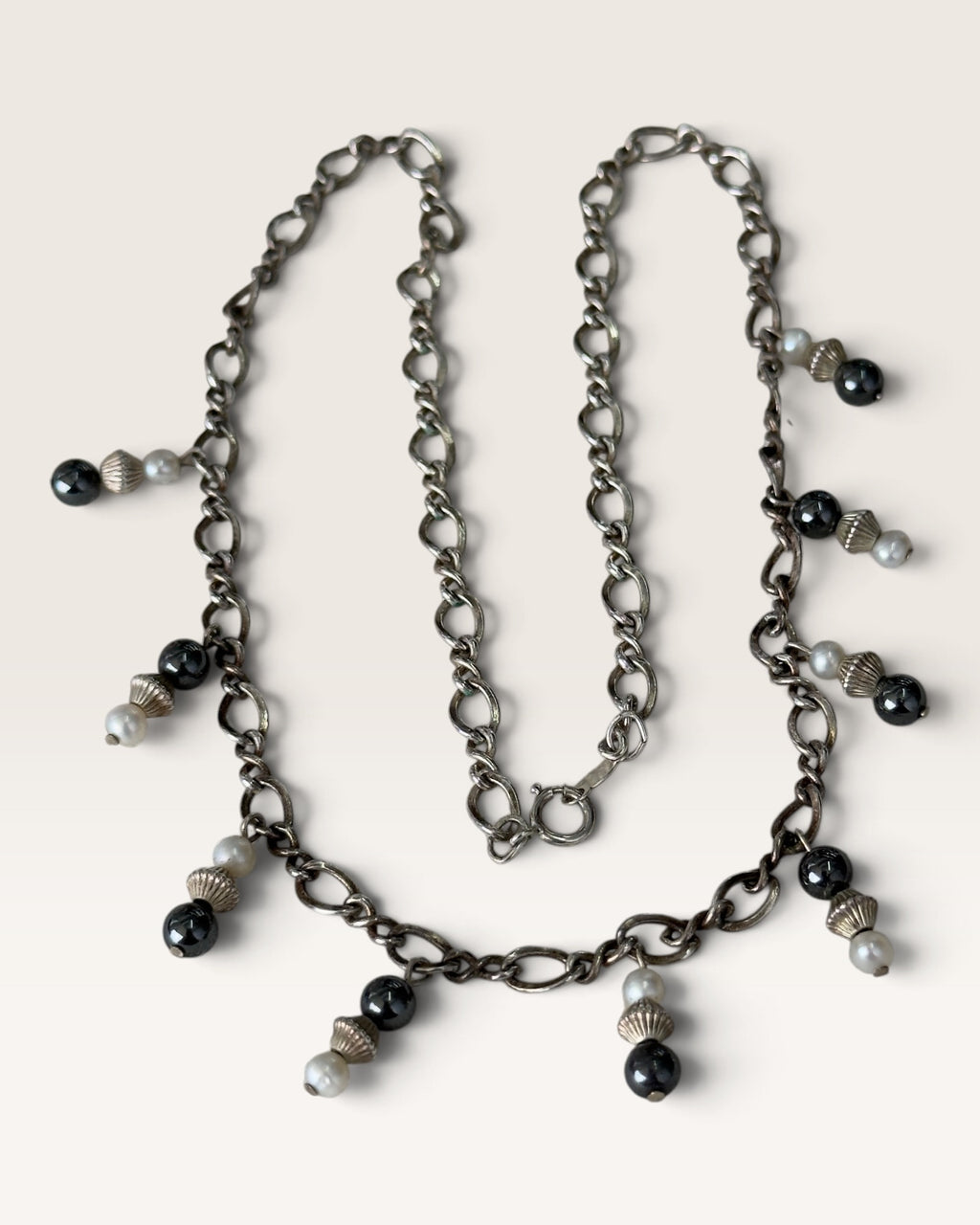 Vintage Sterling Silver 16” Pearl Dangle Necklace - Pre-Loved