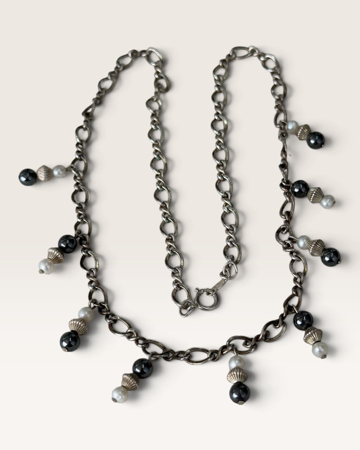 Vintage Sterling Silver 16” Pearl Dangle Necklace - Pre-Loved