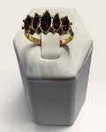 Vintage Avon Ring with Five Marquise-Cut Faux Amethyst Purple Gold-Tone Band 1980s Statement Ring - Pre-Loved