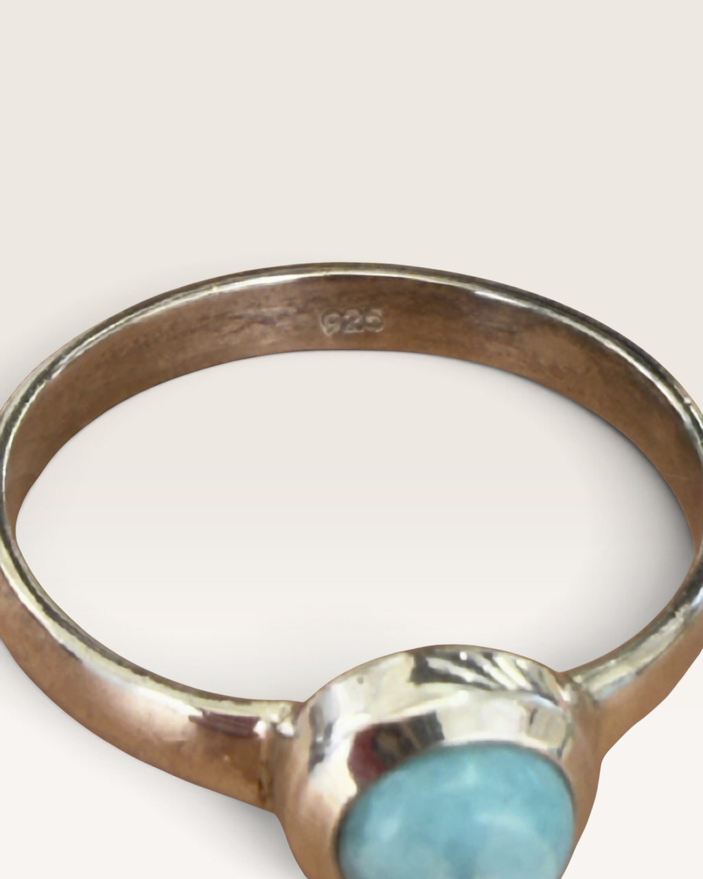 Sterling Silver Natural Larimar Gemstone Ring