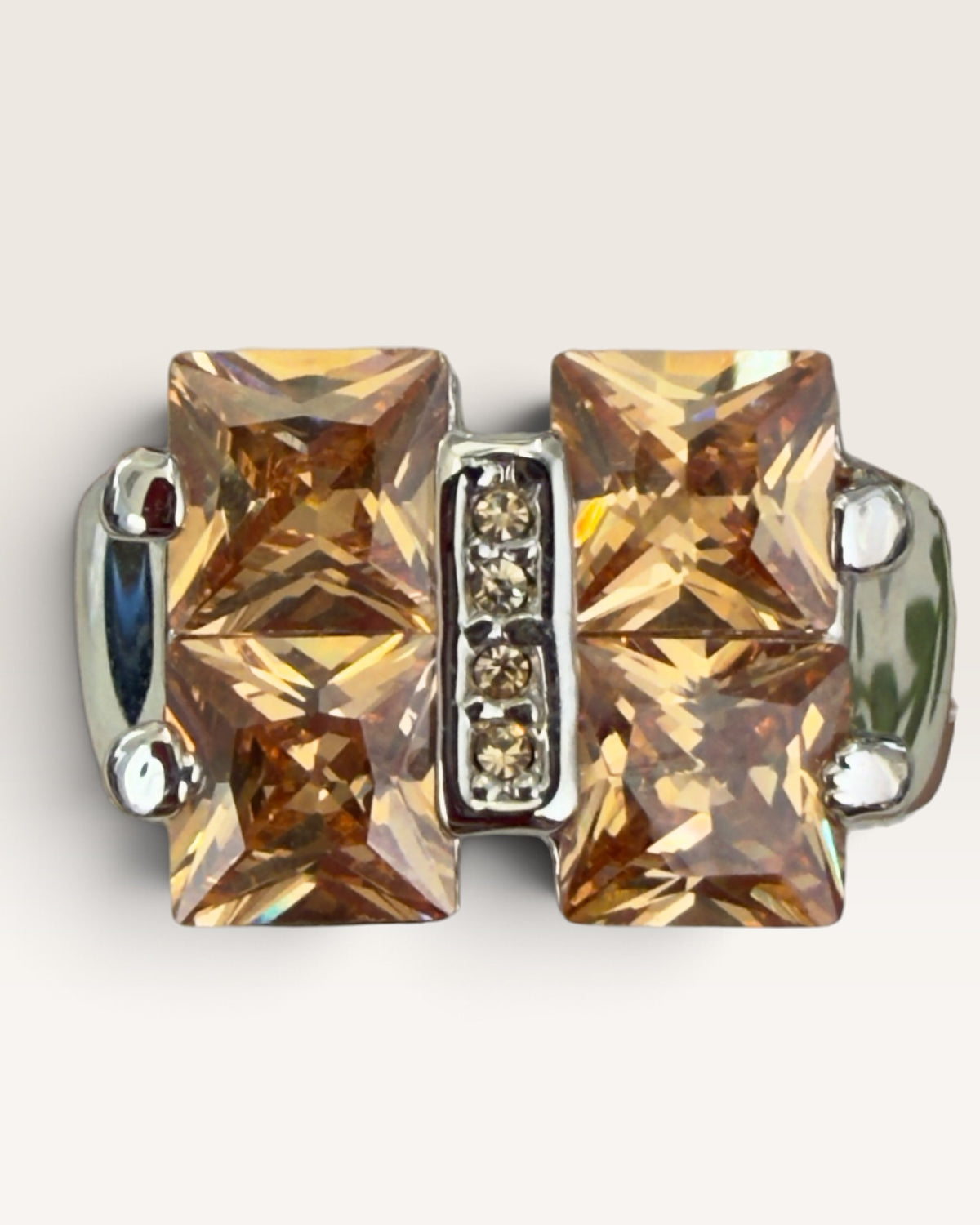 Camille Lucie Silver Tone Ring with Citrine Cubic Zirconia - Pre-Loved