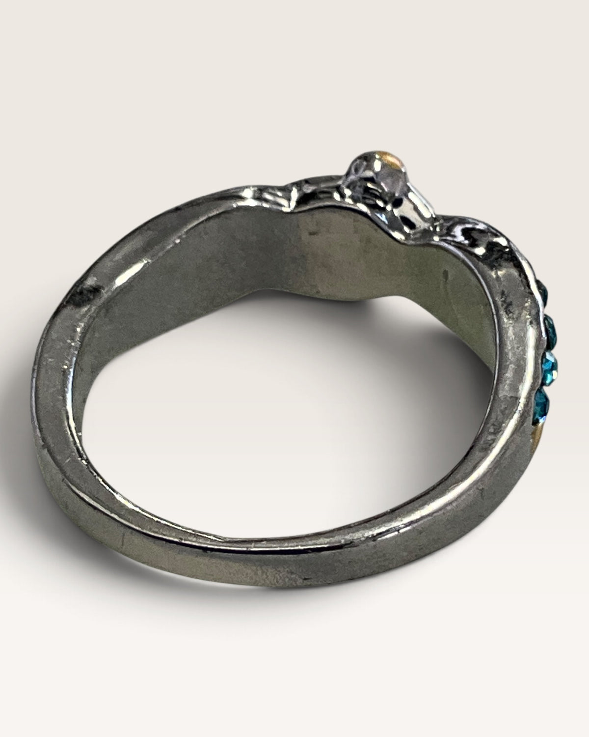 Handmade Zircon & Silver Mothers Ring - Pre-Loved