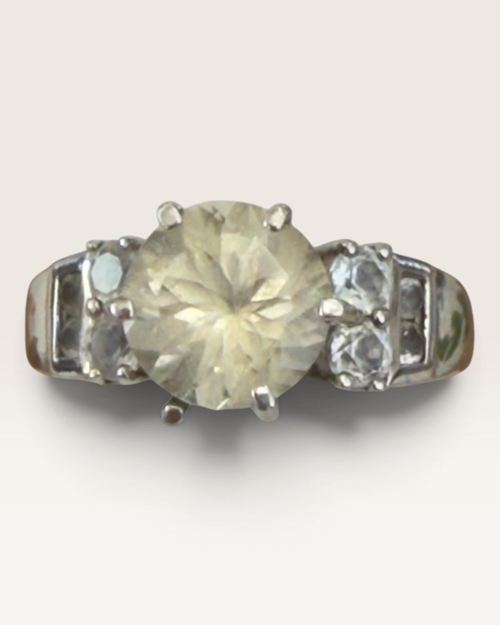 Sterling Silver Yellow Labradorite Topaz Gemstone Ring - Pre-Loved
