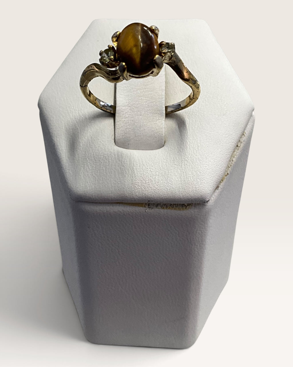 Joseph Esposito (ESPO) 14k Gold Electroplated Tigers Eye Ring - Pre-Loved