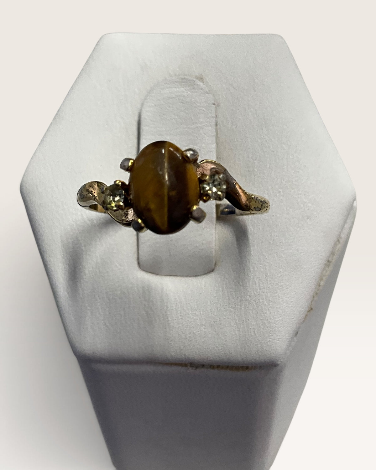 Joseph Esposito (ESPO) 14k Gold Electroplated Tigers Eye Ring - Pre-Loved
