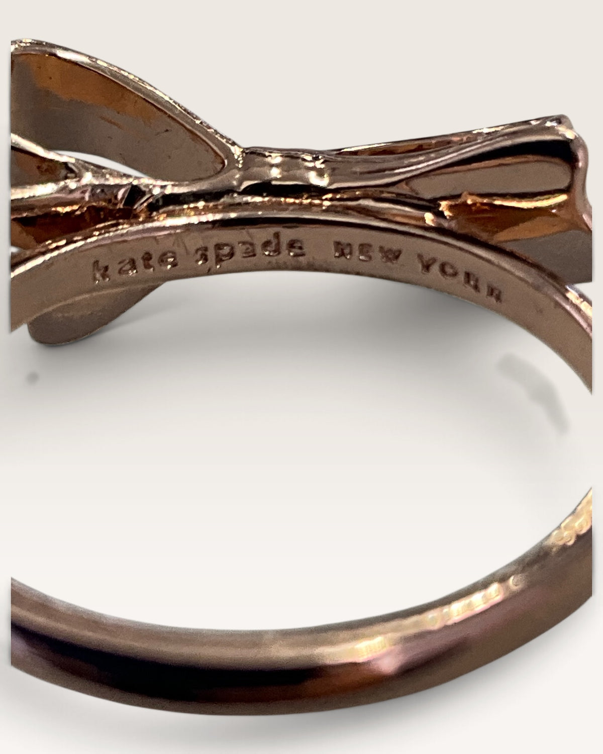Kate Spade Skinny Bow Rose Gold Tone Ring - Pre-Loved