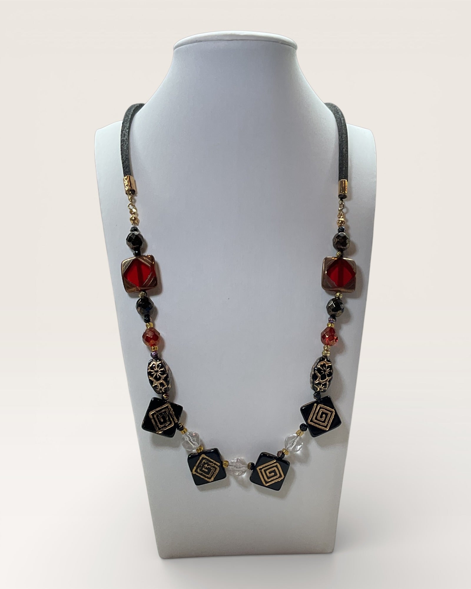 Red and Black Beaded Necklace