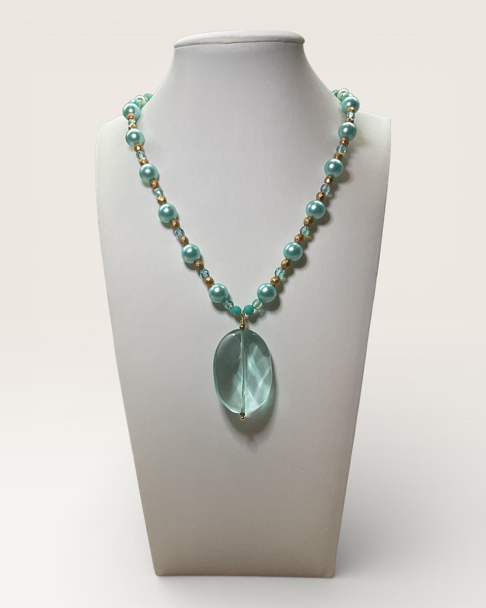 2-Piece Chalcedony, Pearl & Czech Glass Jewelry Set