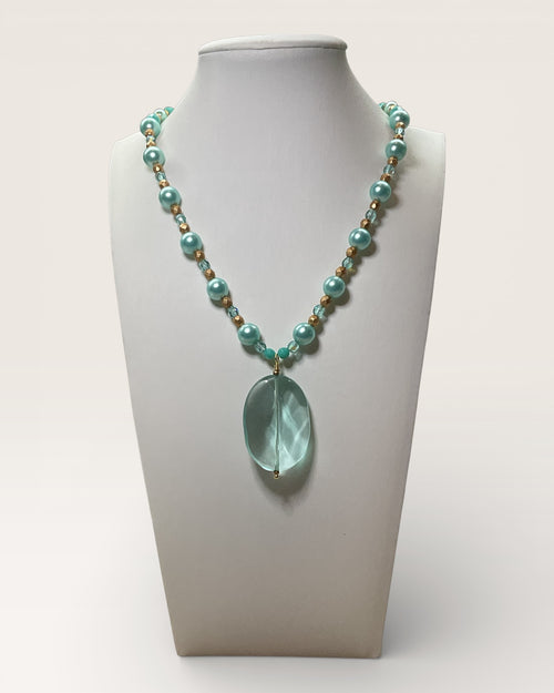 2-Piece Chalcedony, Pearl & Czech Glass Jewelry Set