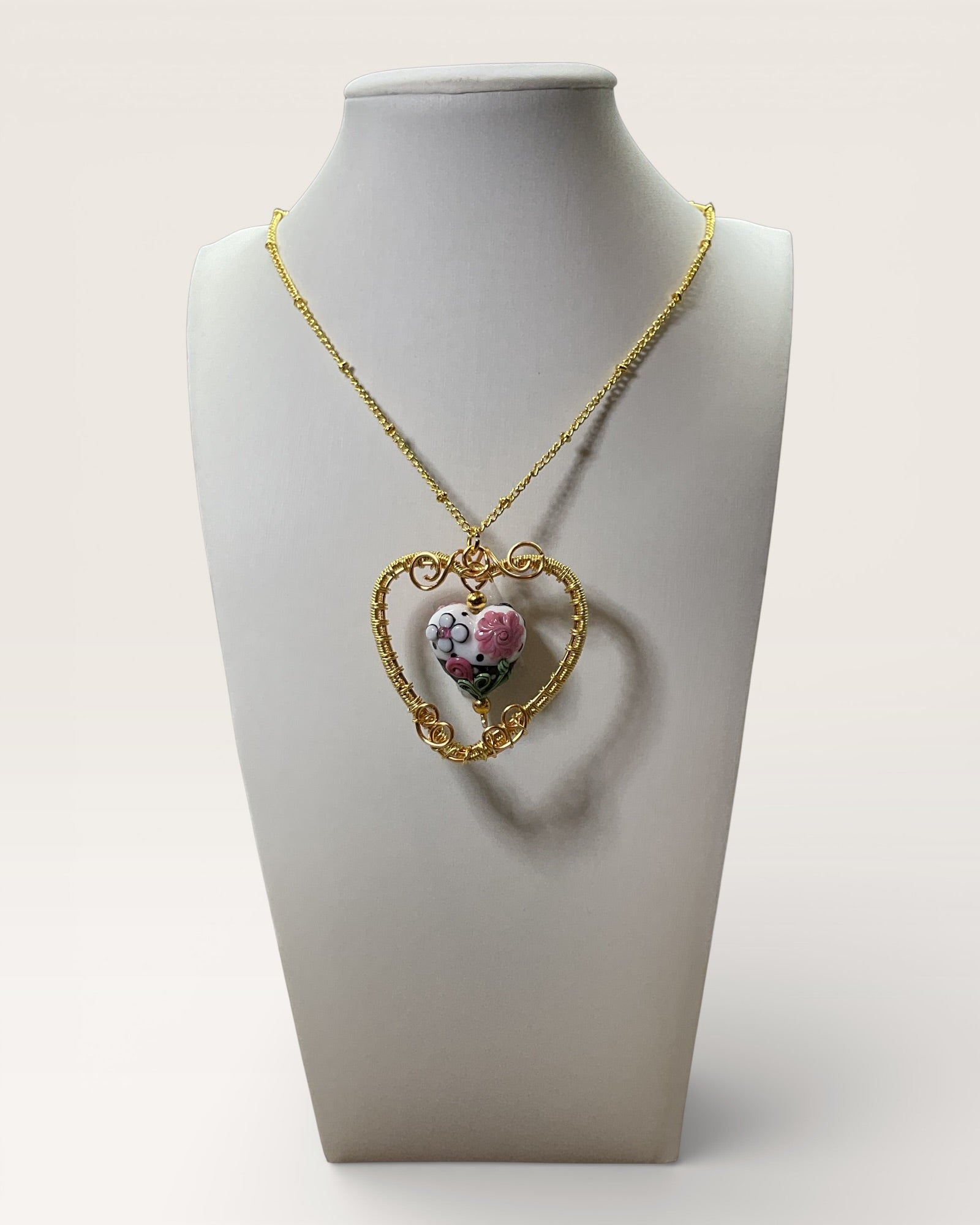 Lamp work Glass Heart Necklace