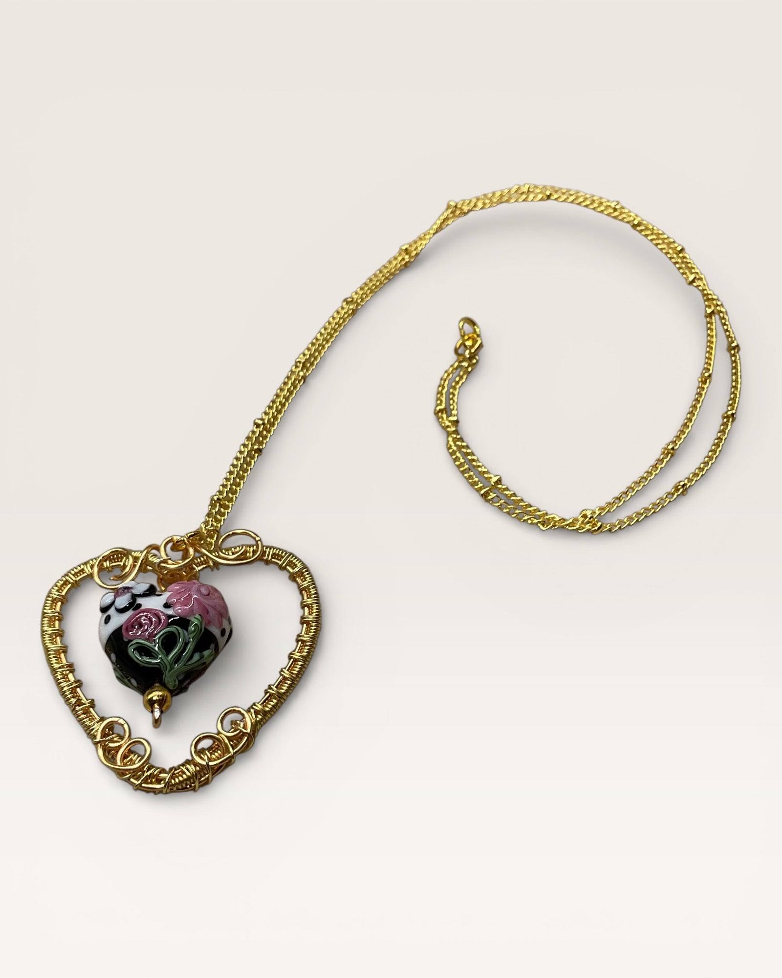 Lamp work Glass Heart Necklace