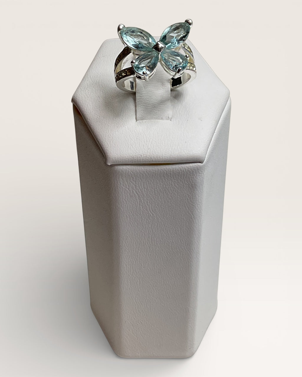 Blue Topaz Silver Plated Butterfly Ring - Estate Sale (Great Condition)