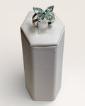Blue Topaz Silver Plated Butterfly Ring - Estate Sale (Great Condition)