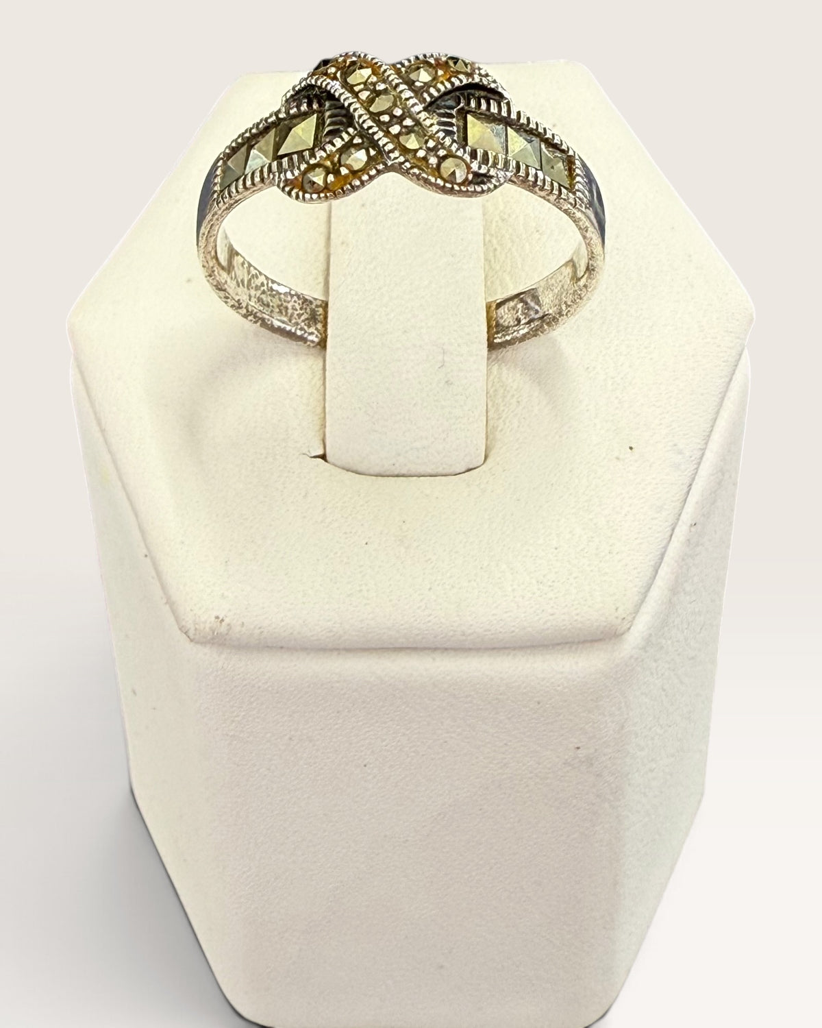 Sterling Silver Marcasite X Ring - Pre-Loved