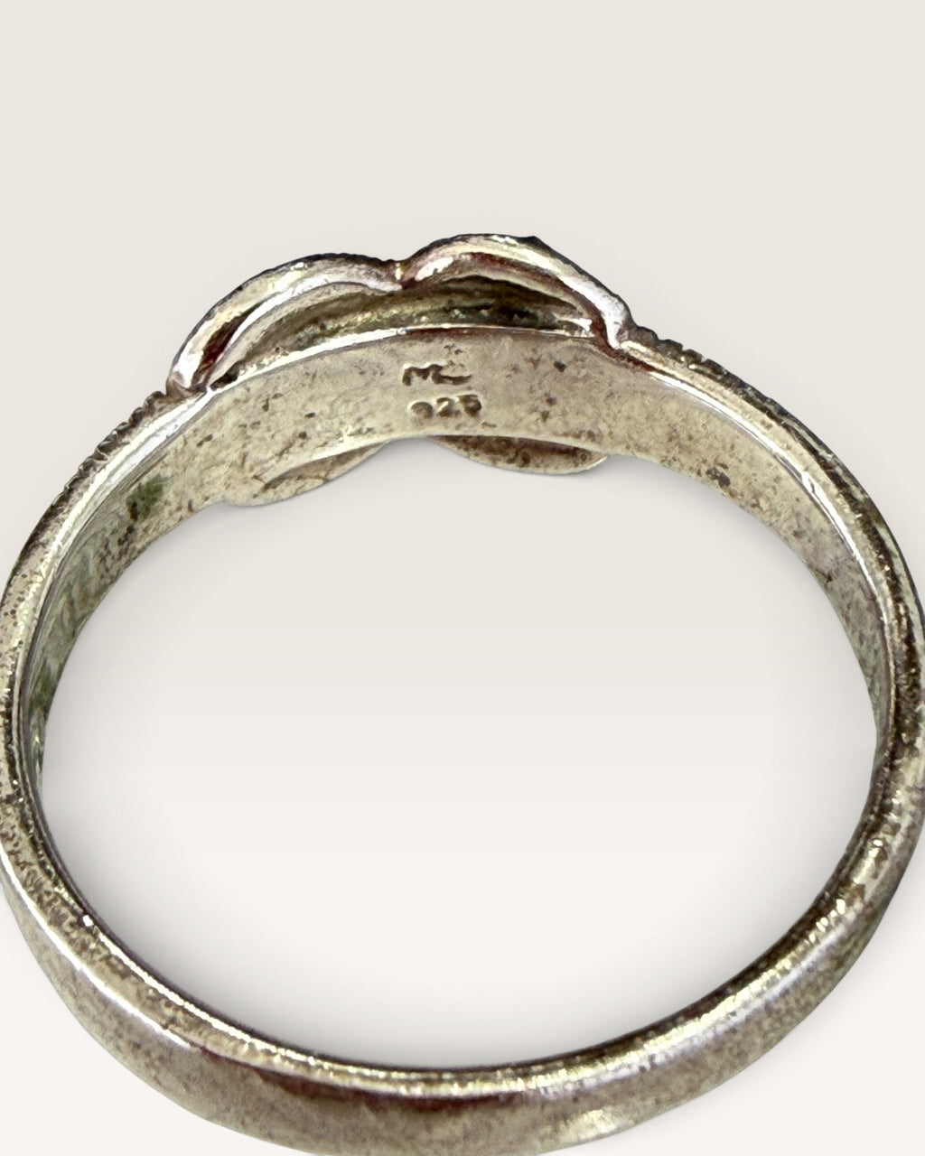 Sterling Silver Marcasite X Ring - Pre-Loved