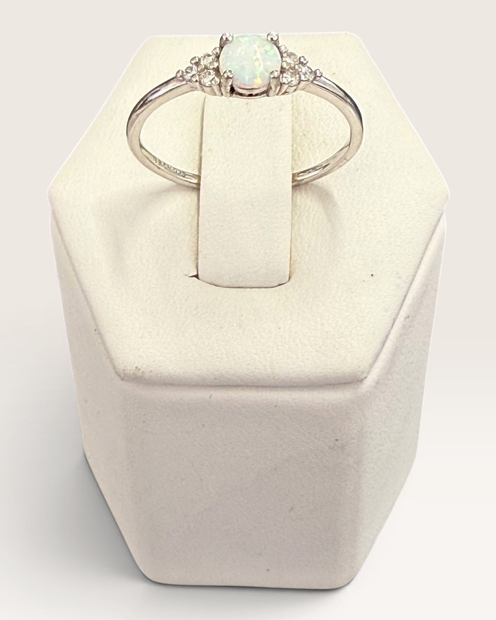 Sterling Silver Lab Opal Ring - Pre-Loved