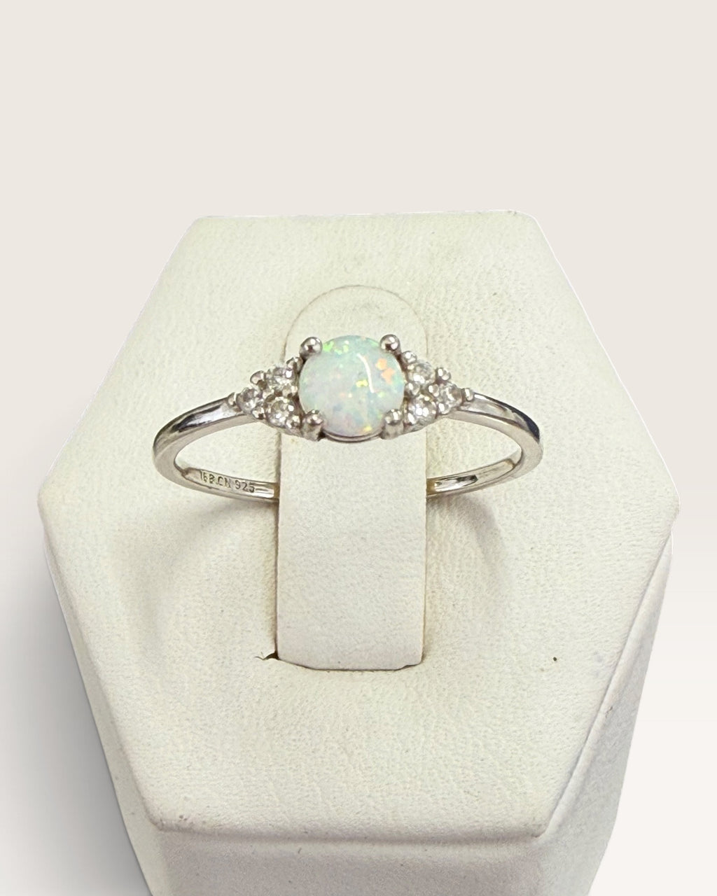 Sterling Silver Lab Opal Ring - Pre-Loved