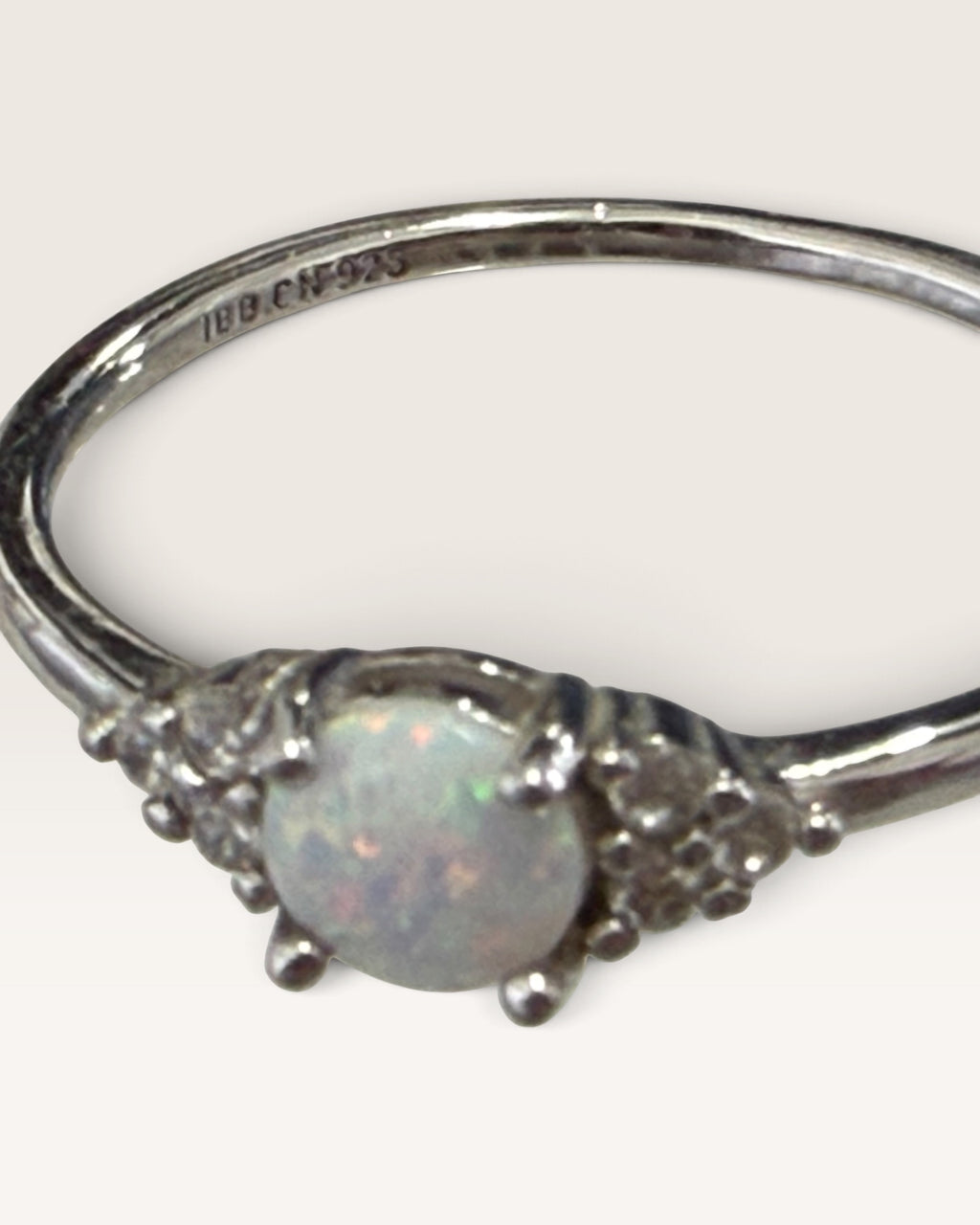 Sterling Silver Lab Opal Ring - Pre-Loved