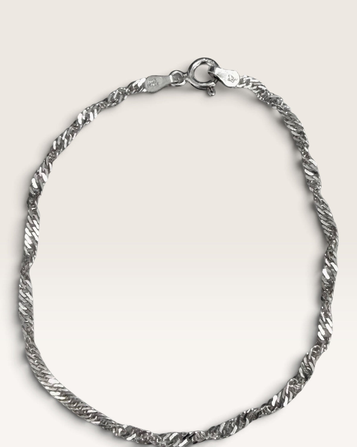 Sterling Silver Singapore Link 7.25” Bracelet - Pre-Loved