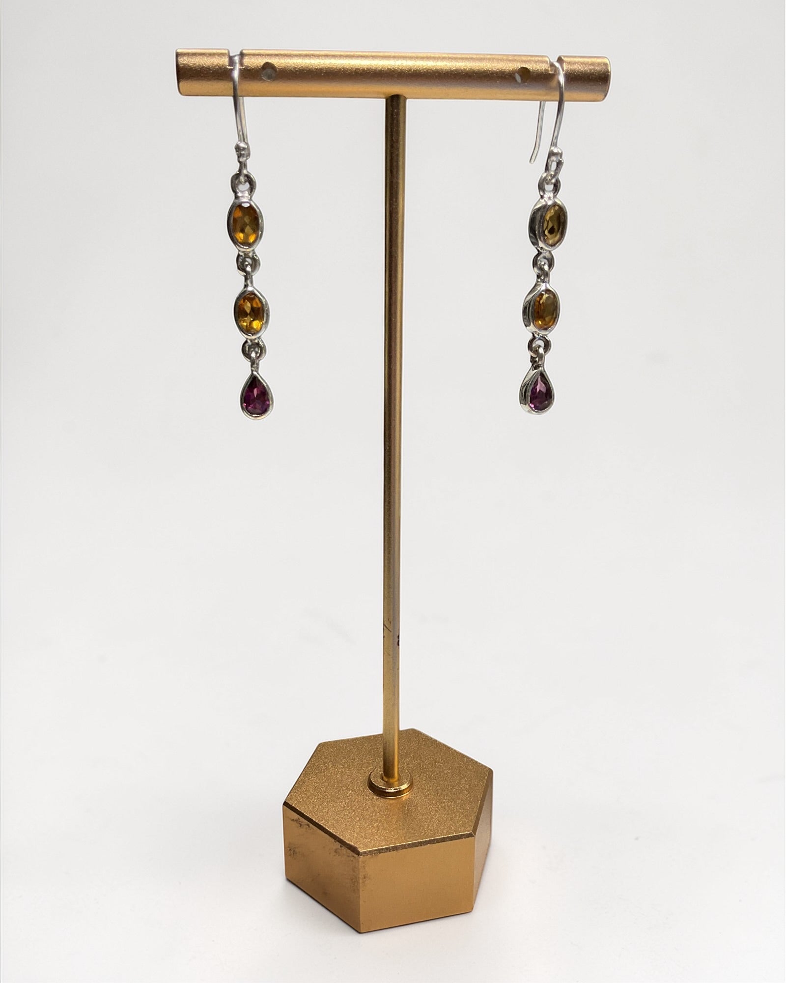 Bling Collection- Citrine and Tourmaline Designer Earrings (Sterling)