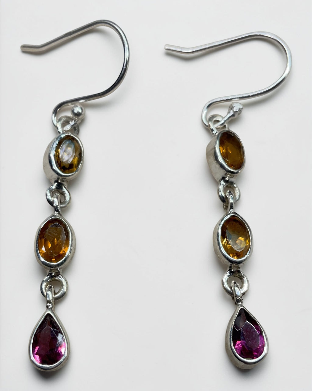 Bling Collection- Citrine and Tourmaline Designer Earrings (Sterling)