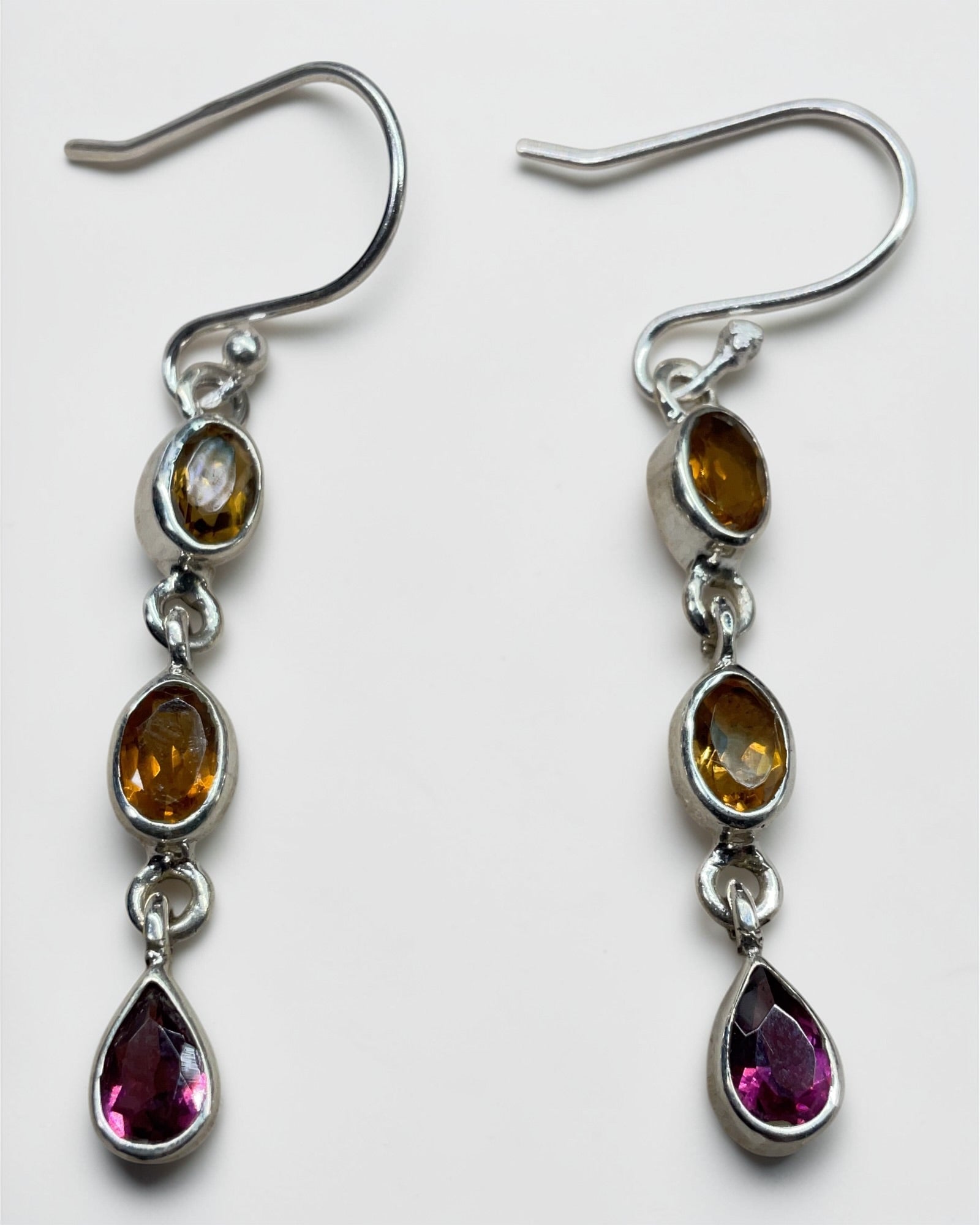 Bling Collection- Citrine and Tourmaline Designer Earrings (Sterling)