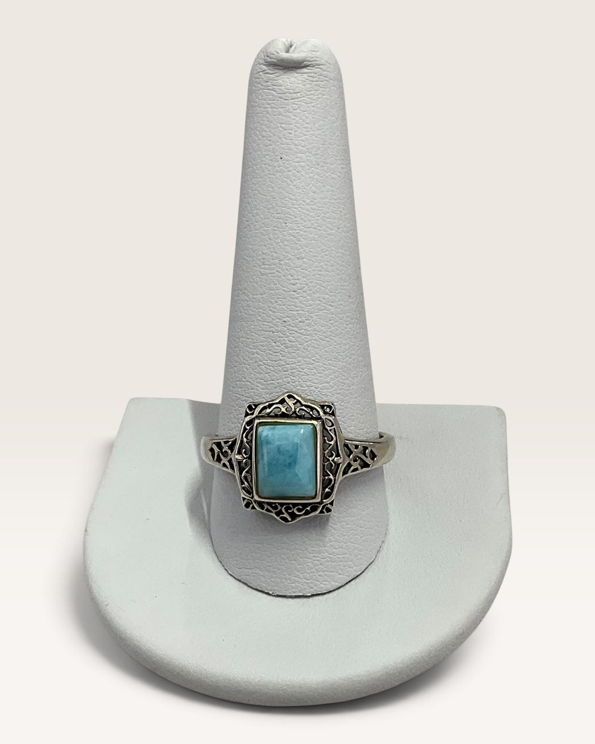 Sterling Silver Natural Dominican Republic Larimar Gemstone Ring - Pre-Loved